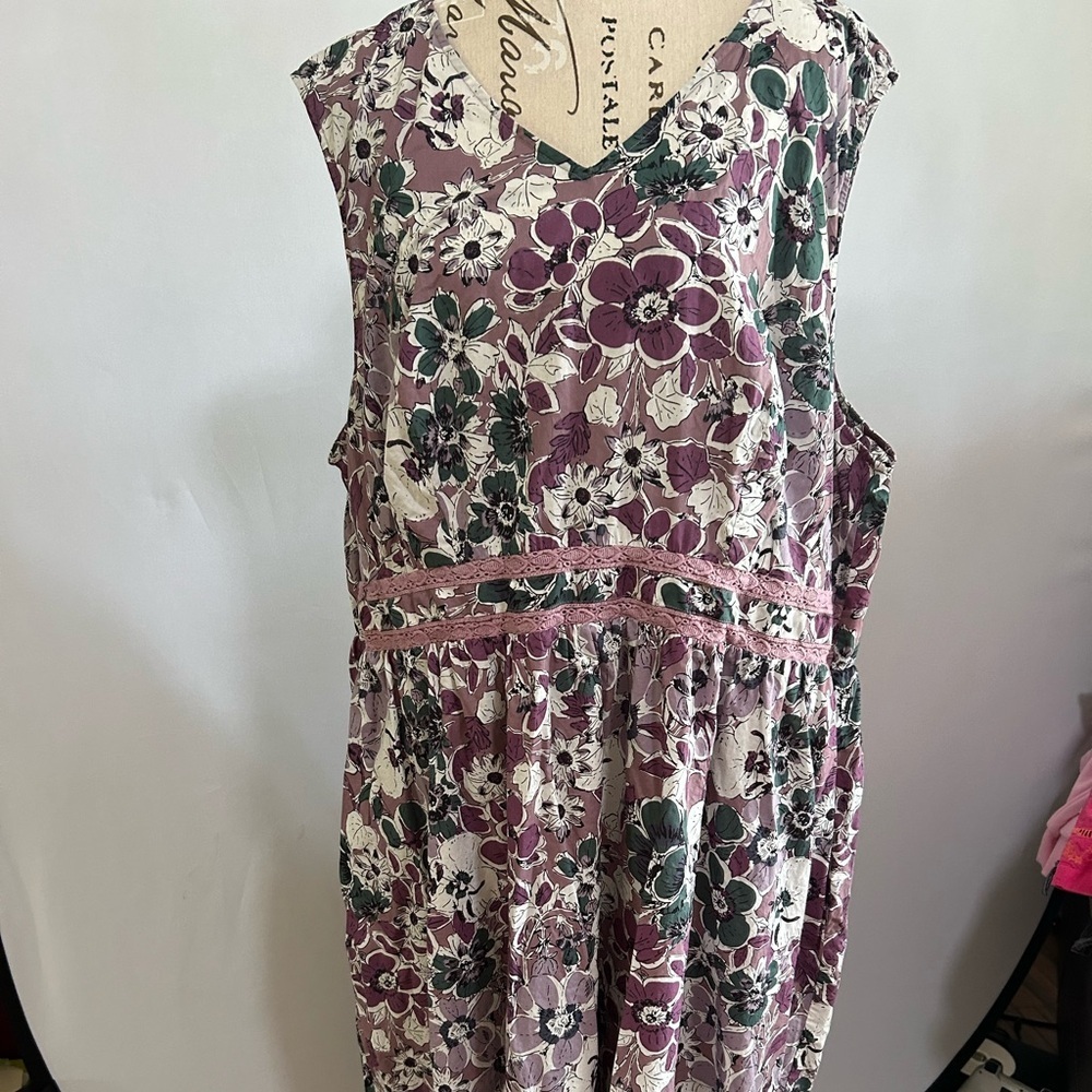 Coldwater Creek Purple and White Floral Sleeveless Dress 3X